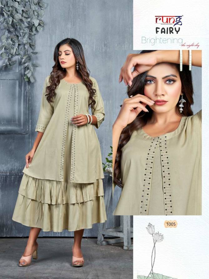 Rung Fairy Fancy Stylish Party Wear Designer Heavy Rayon Latest Kurtis Collection